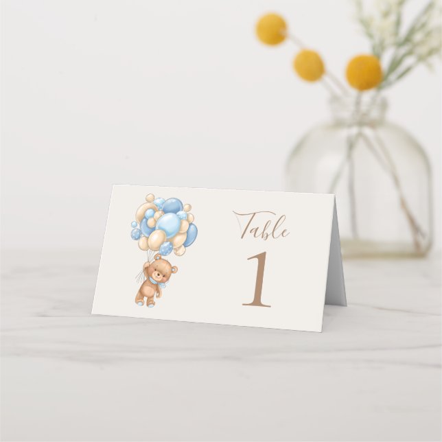 Tarjeta De Asiento Teddy Bear Balloon Brown Place Card (Anverso)