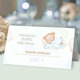 Tarjeta De Asiento Teddy Bear Blue Green Boy Baby Shower Tent