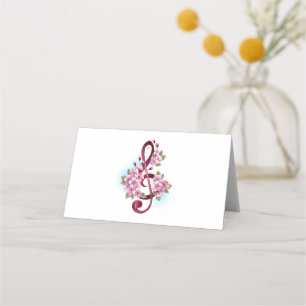 Tarjeta De Asiento Tejidos musicales notas de colores con flores de S