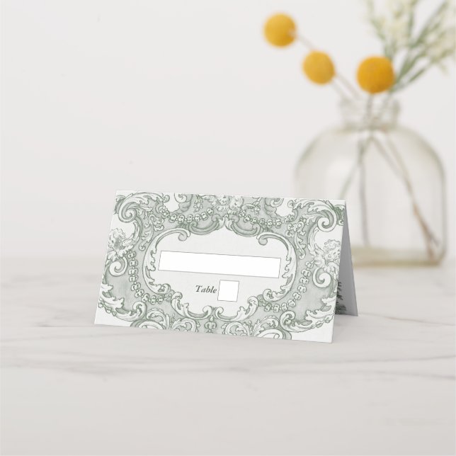 Tarjeta De Asiento Tema Boda del Fiesta del Jardín Verde Botánico Vin (Anverso)