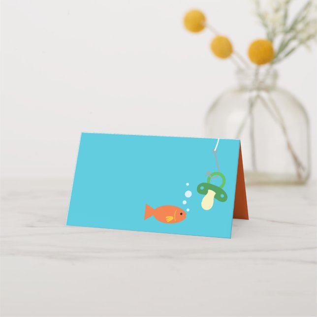 Tarjeta De Asiento Tema de pesca Baby Shower para pescadores (Anverso)