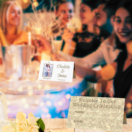 Tarjeta De Asiento Tema de Tarot Boda | La foto del nombre del oro de