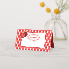 Tarjeta De Asiento Tema rojo y blanco / Feliz Navidad