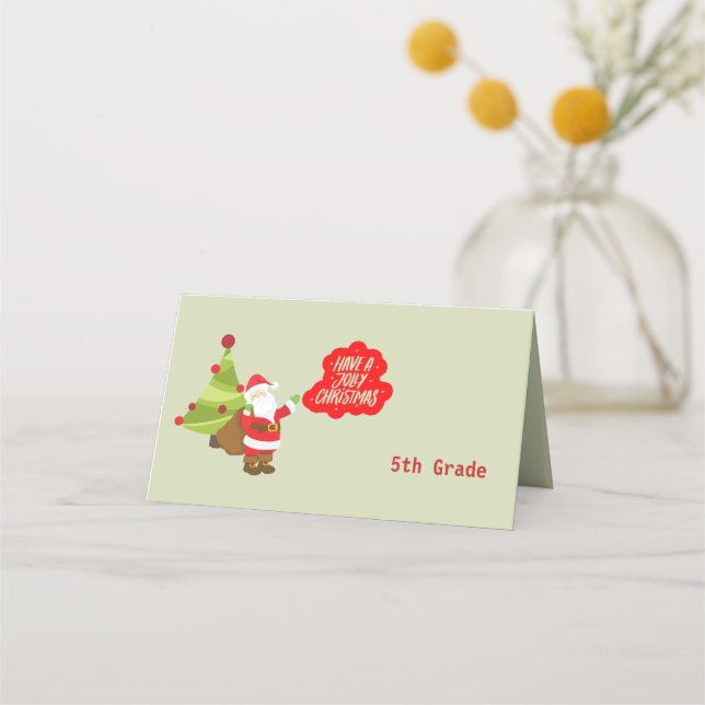 Tarjeta De Asiento Ten un Navidad de peluche Santa (Anverso)