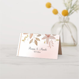 Tarjeta De Asiento Terracota Bohemia Floral Acuarela Pintada a Mano