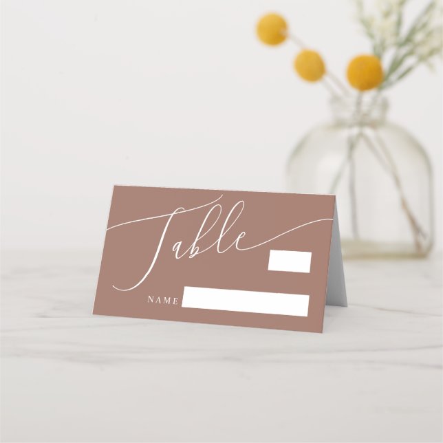 Tarjeta De Asiento Terracota Número mínimo de tabla Boda (Anverso)