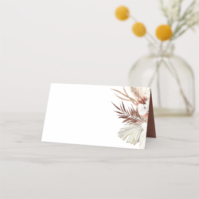 Tarjeta De Asiento Terracota White Floral Boho Botánico Elegante (Anverso)