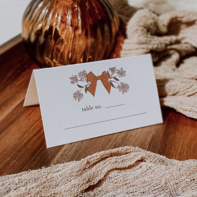 Tarjeta De Asiento Terracotta Bow Boda Floral Número de tabla (Subido por el creador)