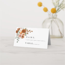 Tarjeta De Asiento Terracotta Burnt Orange Floral Wedding