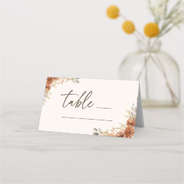 Tarjeta De Asiento Terracotta Caída Tabla Floral Número de Boda