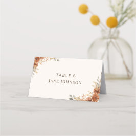 Tarjeta De Asiento Terracotta Caída Tabla Floral Número de Boda