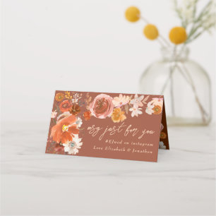 Tarjeta De Asiento Terracotta Cream Floral Otoño Boda Mesa