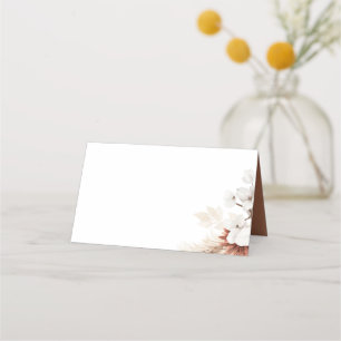Tarjeta De Asiento Terracotta Floral Blanca Pampas Grass Boda