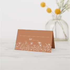Tarjeta De Asiento Terracotta Rustic Boho Wildflower Floral Place Car