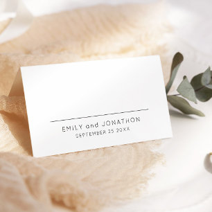 Tarjeta De Asiento Texto simple moderno Sólo nombres Boda Fecha