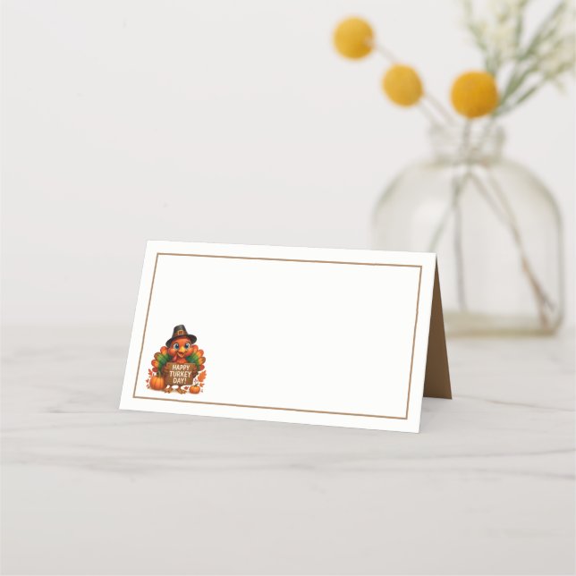 Tarjeta De Asiento Thanksgiving Turkey Name Place Cards (Anverso)