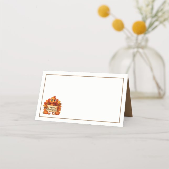 Tarjeta De Asiento Thanksgiving Turkey Name Place Cards (Anverso)