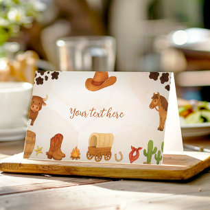 Tarjeta De Asiento Tienda de comida para el cumpleaños de Cowboy Wild