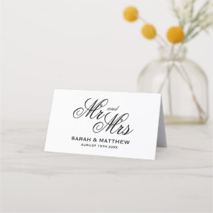 Tarjeta De Asiento Tipografía de escritura estática Sr. y Sra. boda