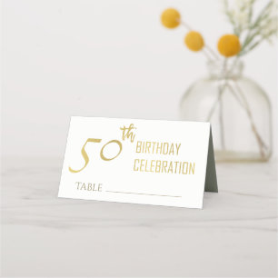 TARJETA DE ASIENTO TIPOGRAFÍA DE GRIS ORO SIMPLE Y ELEGANTE 50 CUMPLE