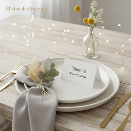 Tarjeta De Asiento Tipografía elegante minimalista, nombre de invitad