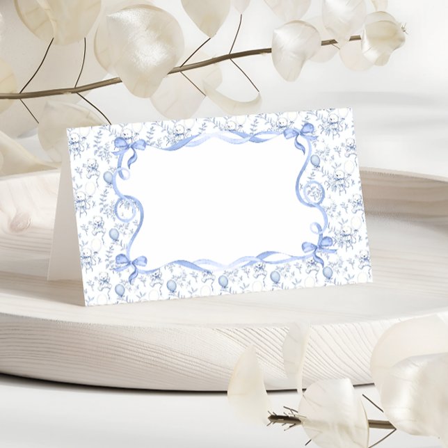 Tarjeta De Asiento Toile de Jouy Teddy Bear and Bow (Subido por el creador)