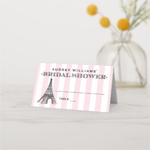 Tarjeta De Asiento Torre Eiffel Rosa Vintage Desayuno de Novia París