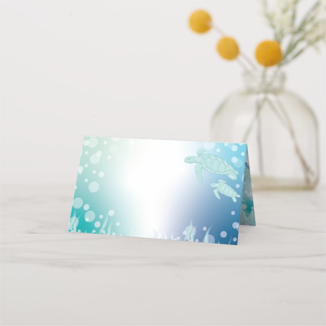 Tarjeta De Asiento Tortugas marinas Baby Shower bajo el mar (Anverso)