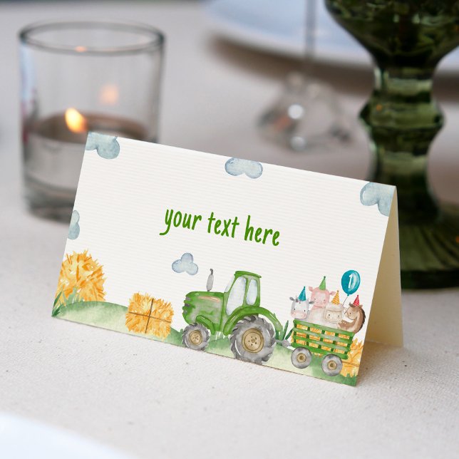 Tarjeta De Asiento Tractor Farm Animal Birday Party Place Card (Subido por el creador)