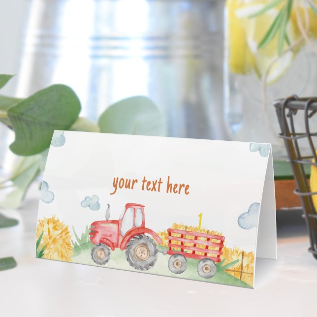 Tarjeta De Asiento Tractor Farm Birday Party Place Card (Subido por el creador)