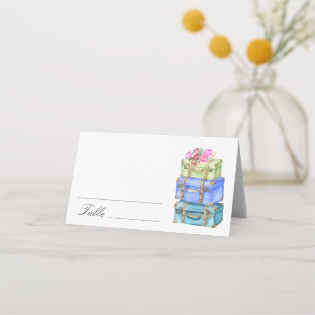 Tarjeta De Asiento Travel bridal shower - wedding place cards (Anverso)