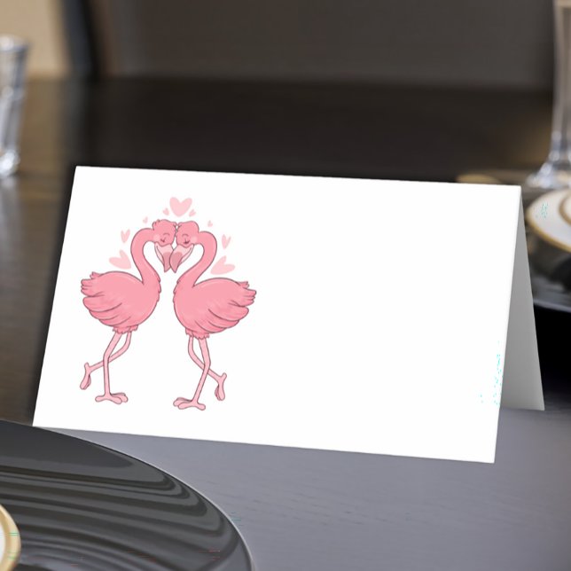 Tarjeta De Asiento Tropical Flamingo Beach Pink  Wedding Escort (Subido por el creador)