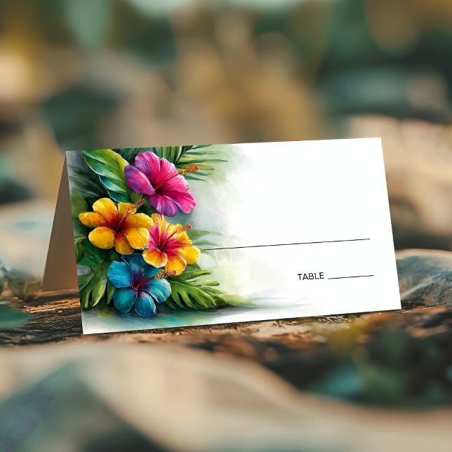 Tarjeta De Asiento Tropical Hibiscus Wedding Place Card (Subido por el creador)
