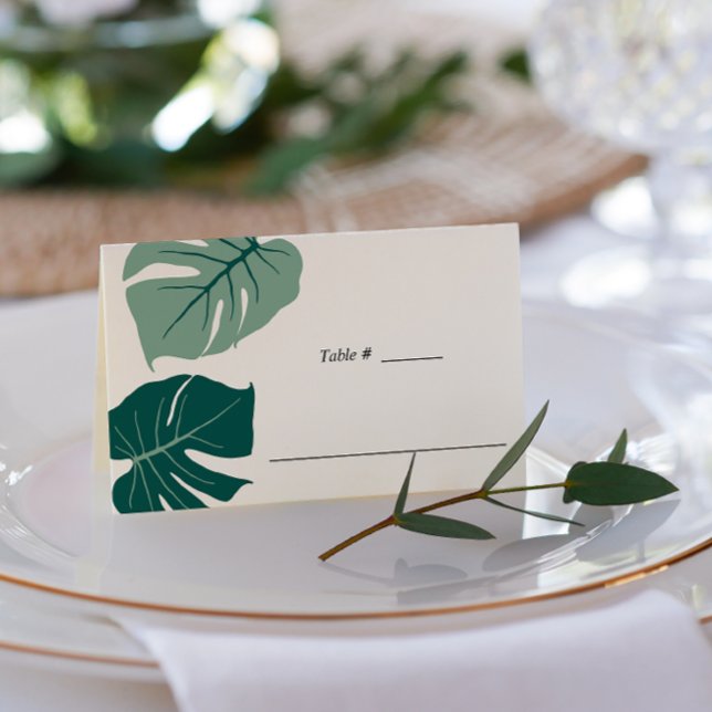 Tarjeta De Asiento Tropical Monstera Green | Wedding table place (Subido por el creador)