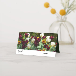 Tarjeta De Asiento Tulipanes coloridos de color marrón y amarillo