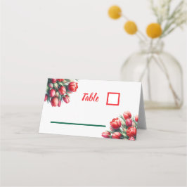Tarjeta De Asiento Tulipanes de color de agua rojo brillante -Tarjeta