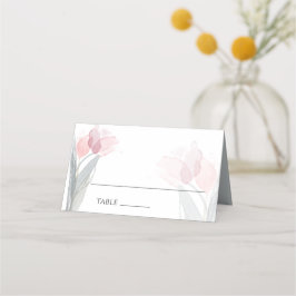 Tarjeta De Asiento Tulipanes rosados de primavera acuarela moderna