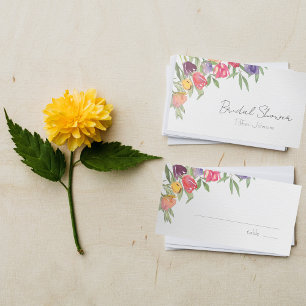 Tarjeta De Asiento Tulipanes y Verdor Acuarela Boho