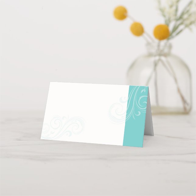 Tarjeta de asiento turquesa, Boda Caroline (Anverso)