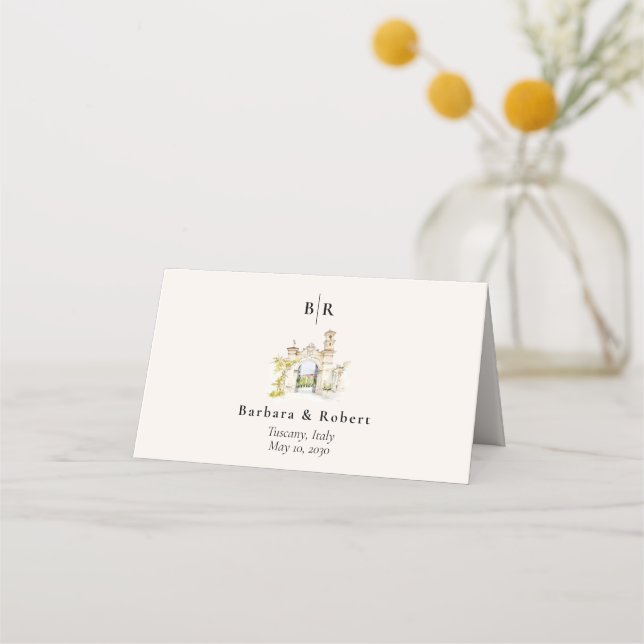 Tarjeta De Asiento Tuscany Italy Destination Wedding (Reverso)