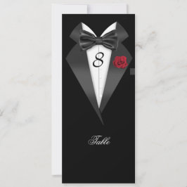 Tarjeta de asiento Tuxedo Black Table Number