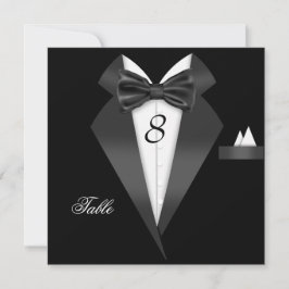Tarjeta de asiento Tuxedo Black Table Number