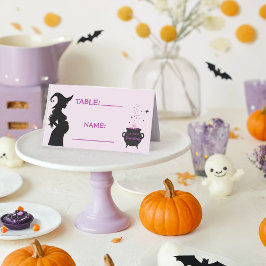 Tarjeta De Asiento Un bebé está preparando Baby Shower para brujas
