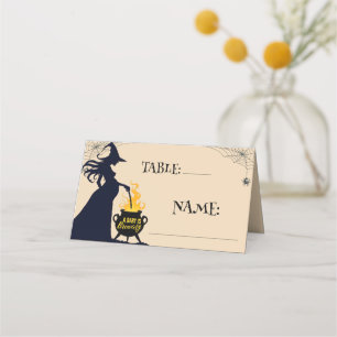Tarjeta De Asiento Un Bebé Está Preparando Ducha Halloween Cauldron T