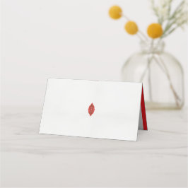 Tarjeta De Asiento un diseño rojo y marrón sobre un fondo blanco