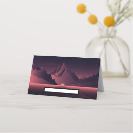 Tarjeta De Asiento Un ilustracion de atardecer de montaña