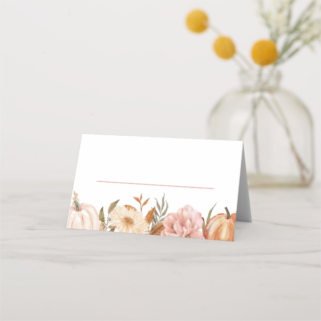 Tarjeta De Asiento Un pequeño calabaza en el otoño de la floral Baby  (Anverso)
