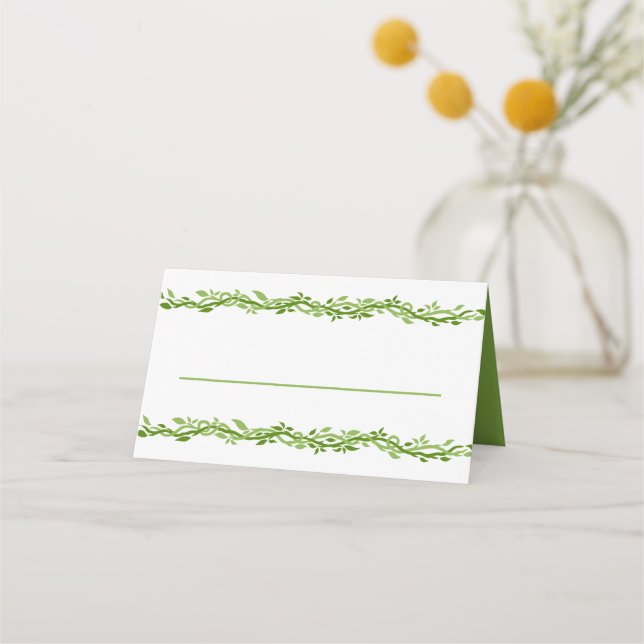 Tarjeta De Asiento Una elegancia Woodsy | Boda Vine Love Green (Anverso)
