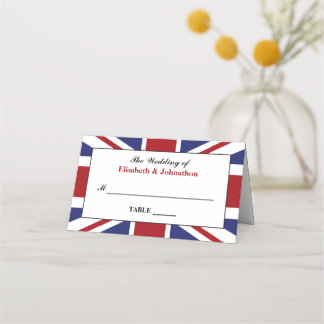 Tarjeta De Asiento Union Jack Flag Boda británico