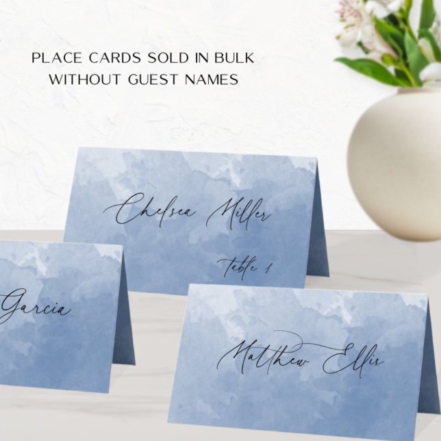 Tarjeta De Asiento Unique Dusty Blue Watercolor Background Folded (Subido por el creador)